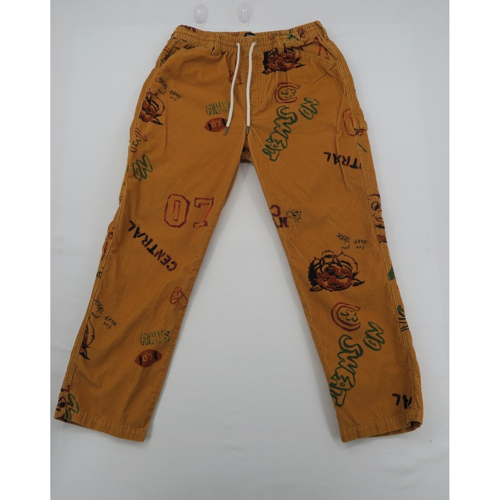 BDG Urban Outfitters Mens Corduroy Graphic Carpenter Pants Mustard Yellow Large